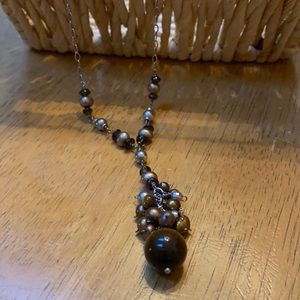 Tortoise and Sterling Silver Beaded Necklacr